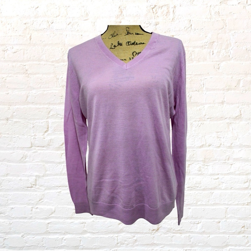 Lord & Taylor Merino Wool V-Neck Sweater - Picture 1 of 6